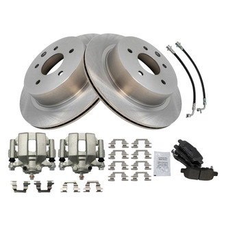TRQ® - Rear Disc Brake Kit with Semi-Metallic Pads, Calipers and Hoses