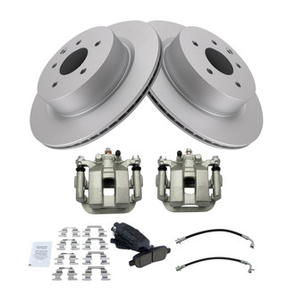 TRQ® - Performance Ceramic Rear Brake Kit with Calipers and Hoses
