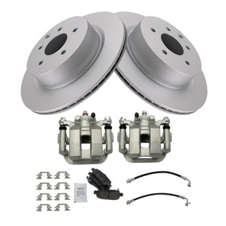 TRQ® - Rear Disc Brake Kit with Semi-Metallic Pads, Calipers and Hoses