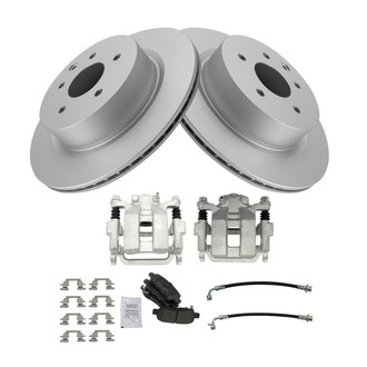 TRQ® - Rear Disc Brake Kit with Semi-Metallic Pads, Calipers and Hoses