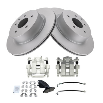 TRQ® - Rear Disc Brake Kit with Ceramic Pads, Calipers and Hoses