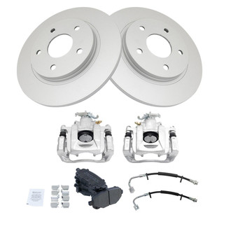 TRQ® - Rear Disc Brake Kit with Semi-Metallic Pads, Calipers and Hoses