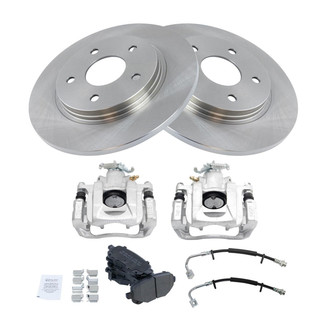 TRQ® - Rear Disc Brake Kit with Semi-Metallic Pads, Calipers and Hoses