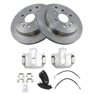 TRQ® - Rear Disc Brake Kit with Semi-Metallic Pads, Calipers and Hoses