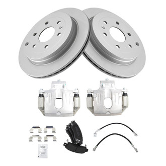 TRQ® - Rear Disc Brake Kit with Semi-Metallic Pads, Calipers and Hoses