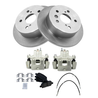TRQ® - Performance Ceramic Rear Brake Kit with Calipers and Hoses