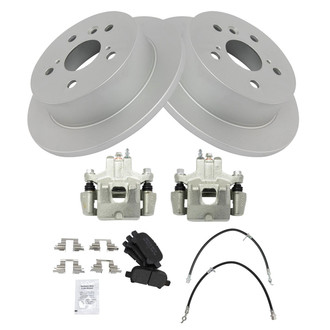TRQ® - Performance Semi-Metallic Rear Brake Kit with Calipers and Hoses