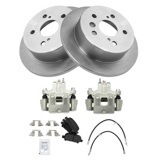 TRQ® - Performance Semi-Metallic Rear Brake Kit with Calipers and Hoses