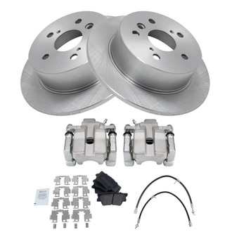 TRQ® - Performance Semi-Metallic Rear Brake Kit with Calipers and Hoses