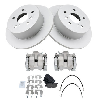 TRQ® - Performance Semi-Metallic Rear Brake Kit with Calipers and Hoses