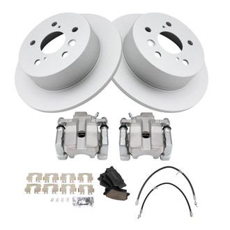 TRQ® - Performance Ceramic Rear Brake Kit with Calipers and Hoses