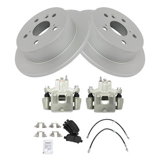 TRQ® - Performance Semi-Metallic Rear Brake Kit with Calipers and Hoses