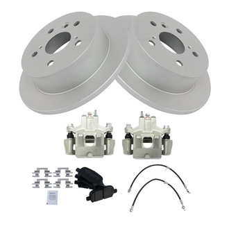 TRQ® - Performance Ceramic Rear Brake Kit with Calipers and Hoses