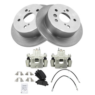 TRQ® - Performance Semi-Metallic Rear Brake Kit with Calipers and Hoses