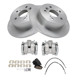 TRQ® - Performance Ceramic Rear Brake Kit with Calipers and Hoses