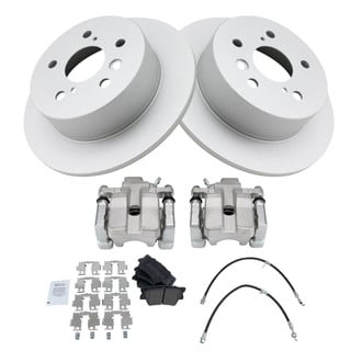 TRQ® - Performance Semi-Metallic Rear Brake Kit with Calipers and Hoses