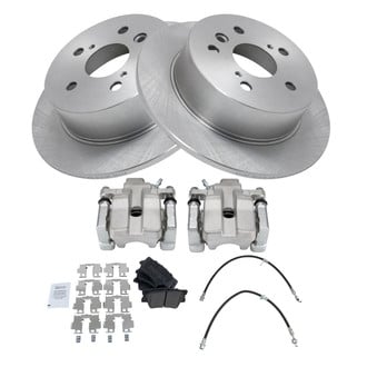 TRQ® - Performance Semi-Metallic Rear Brake Kit with Calipers and Hoses