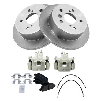 TRQ® - Performance Ceramic Rear Brake Kit with Calipers and Hoses