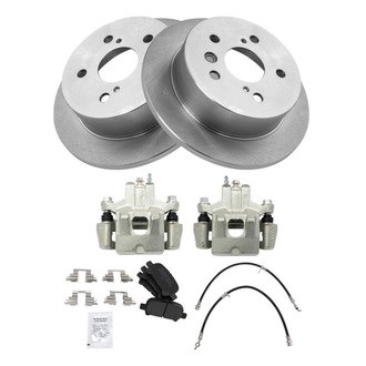 TRQ® - Performance Semi-Metallic Rear Brake Kit with Calipers and Hoses