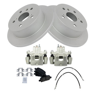 TRQ® - Performance Ceramic Rear Brake Kit with Calipers and Hoses