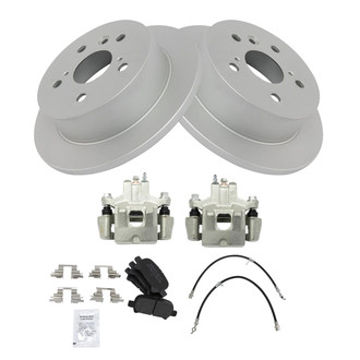 TRQ® - Performance Semi-Metallic Rear Brake Kit with Calipers and Hoses