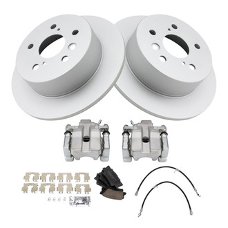 TRQ® - Performance Ceramic Rear Brake Kit with Calipers and Hoses