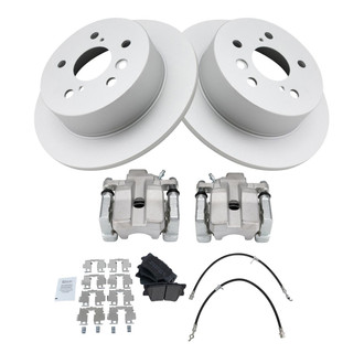 TRQ® - Performance Semi-Metallic Rear Brake Kit with Calipers and Hoses