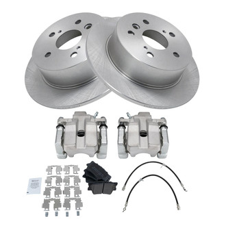 TRQ® - Performance Semi-Metallic Rear Brake Kit with Calipers and Hoses