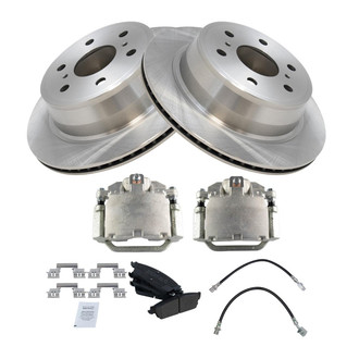 TRQ® - Rear Disc Brake Kit with Semi-Metallic Pads, Calipers and Hoses