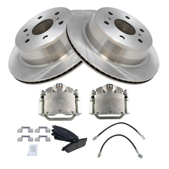 TRQ® - Rear Disc Brake Kit with Ceramic Pads, Calipers and Hoses