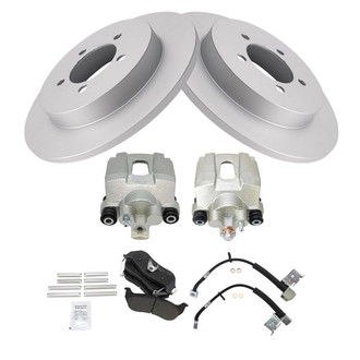 TRQ® - Rear Disc Brake Kit with Semi-Metallic Pads, Calipers and Hoses