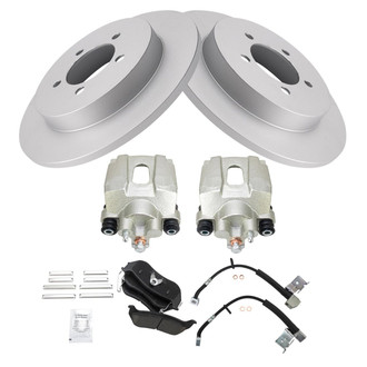 TRQ® - Rear Disc Brake Kit with Ceramic Pads, Calipers and Hoses