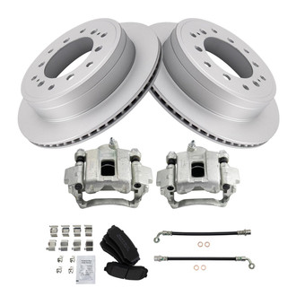 TRQ® - Performance Semi-Metallic Rear Brake Kit with Calipers and Hoses