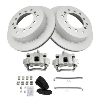TRQ® - Performance Semi-Metallic Rear Brake Kit with Calipers and Hoses
