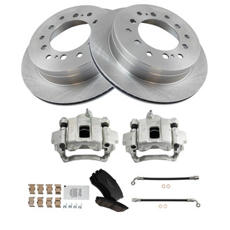 TRQ® - Performance Ceramic Rear Brake Kit with Calipers and Hoses