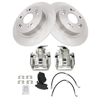TRQ® - Rear Disc Brake Kit with Semi-Metallic Pads, Calipers and Hoses
