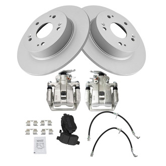 TRQ® - Rear Disc Brake Kit with Semi-Metallic Pads, Calipers and Hoses