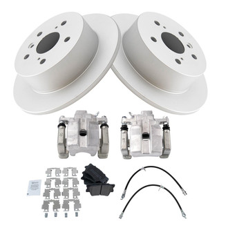 TRQ® - Rear Disc Brake Kit with Semi-Metallic Pads, Calipers and Hoses