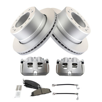 TRQ® - Performance Semi-Metallic Rear Brake Kit with Calipers and Hoses