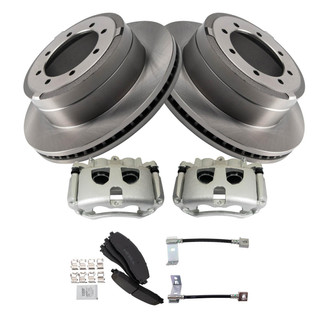 TRQ® - Performance Ceramic Rear Brake Kit with Calipers and Hoses