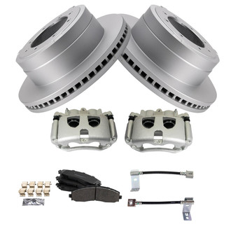 TRQ® - Performance Semi-Metallic Rear Brake Kit with Calipers and Hoses