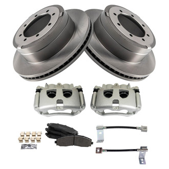 TRQ® - Performance Semi-Metallic Rear Brake Kit with Calipers and Hoses