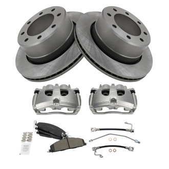 TRQ® - Rear Disc Brake Kit with Semi-Metallic Pads, Calipers and Hoses