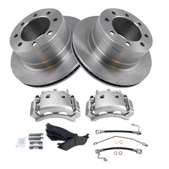 TRQ® - Performance Semi-Metallic Rear Brake Kit with Calipers and Hoses