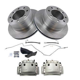 TRQ® - Performance Semi-Metallic Rear Brake Kit with Calipers and Hoses