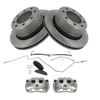 TRQ® - Performance Ceramic Rear Brake Kit with Calipers and Hoses