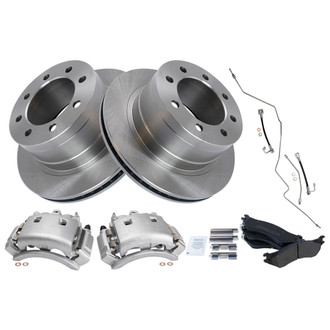 TRQ® - Performance Semi-Metallic Rear Brake Kit with Calipers and Hoses