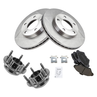 TRQ® - Front Disc Brake Kit with Ceramic Pads and Hub Assemblies