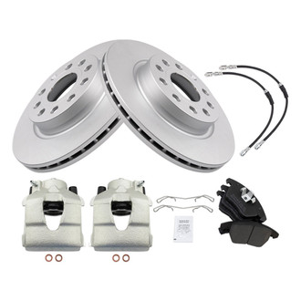 TRQ® - Front Disc Brake Kit with Semi-Metallic Pads, Calipers and Hoses