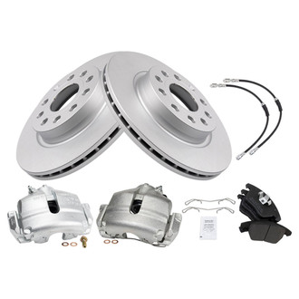 TRQ® - Front Disc Brake Kit with Semi-Metallic Pads, Calipers and Hoses